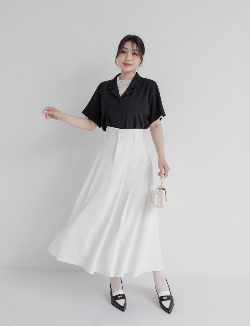 MISS. Wrinkle-Resistant Tummy Flattering with Back Elastic Plus Size Tailored Maxi Skirt