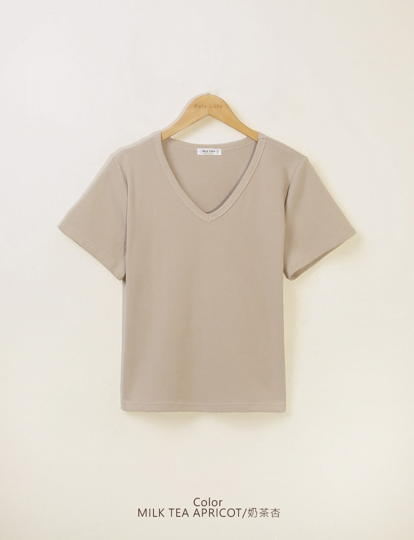 V-Neck Multicolor Plus Size Comfy Slim Tee