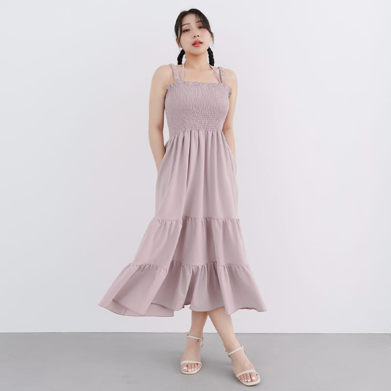 Ruffle Trim Smocked Tiered Plus Size Maxi Dress