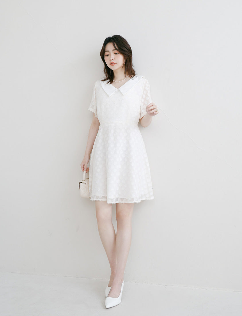 MISS. Sweet Floral Faux Two-Piece Collar Plus Size Mini Dress