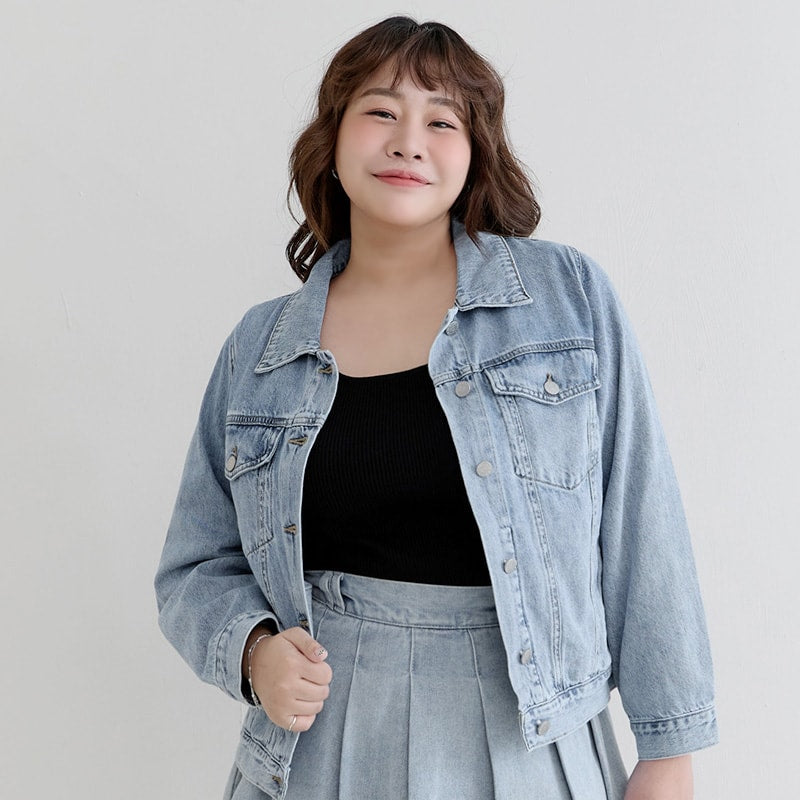 Casual Classic Denim Plus Size Long Sleeve Jacket
