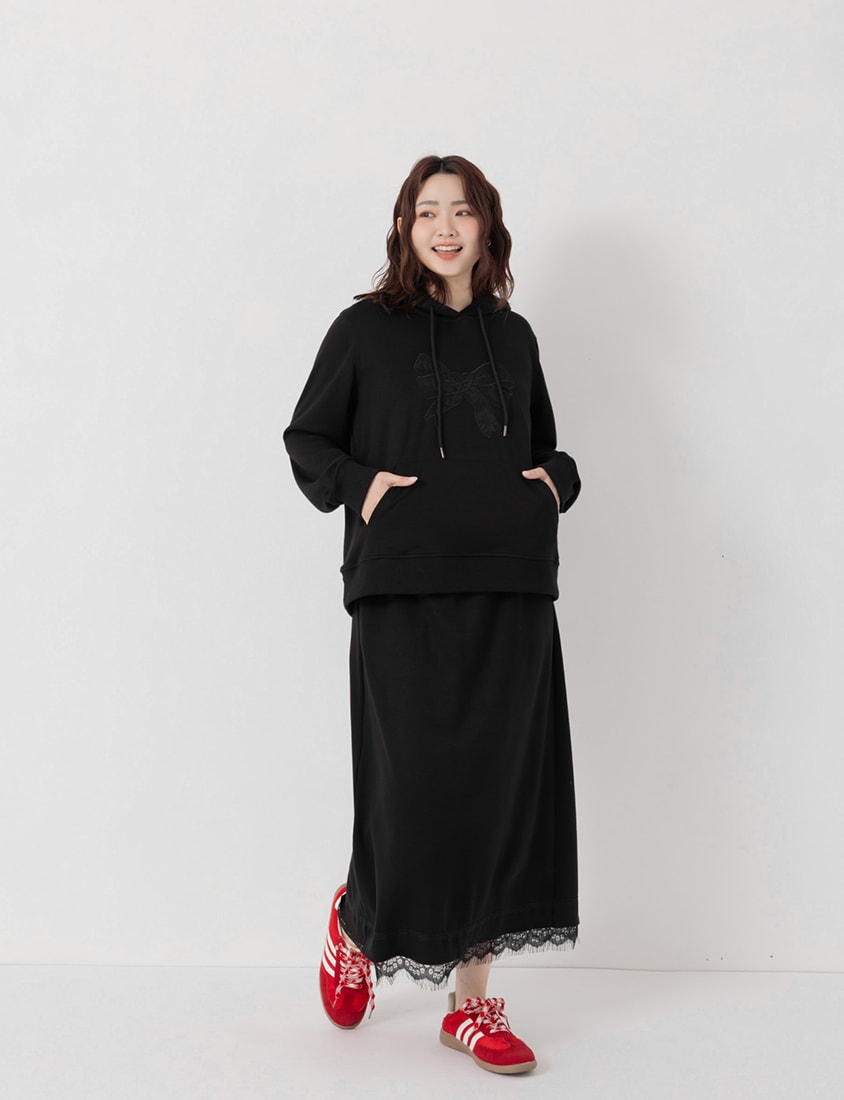 Sweet Lace Trim Cloud Cotton Plus Size Maxi Skirt