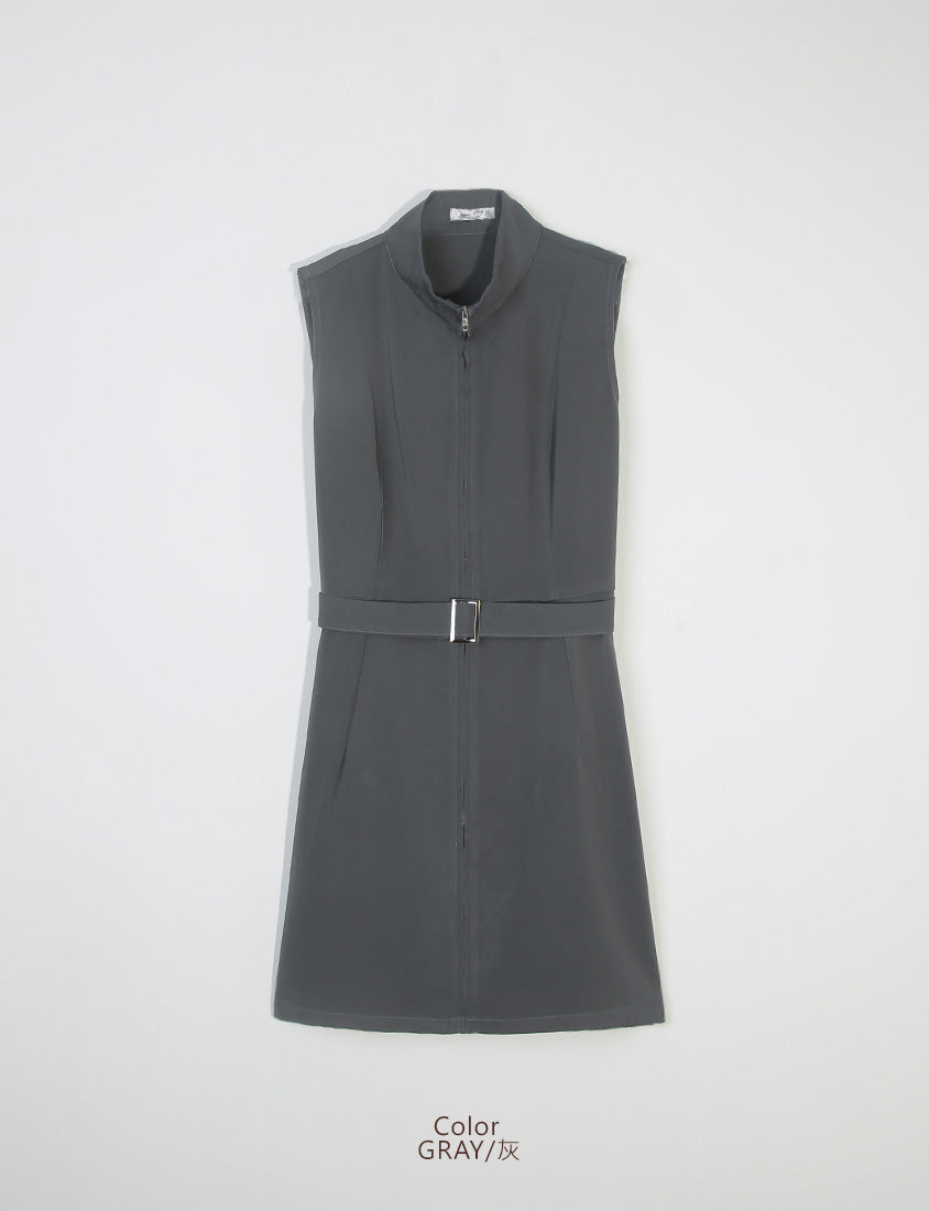 MUA! Utility Cargo Zip-Up Plus Size Sleeveless Dress (With Belt)