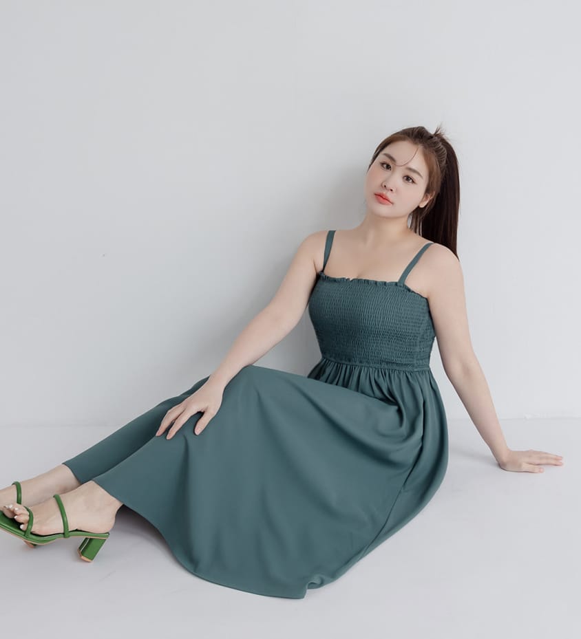 Adjustable Elastic Strap Twill Plus Size Dress