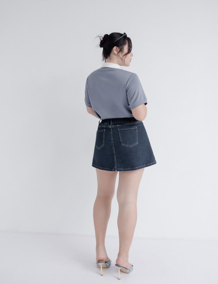 MUA! Sexy Stitching A-Line Plus Size Denim Skirt (with Shorts)