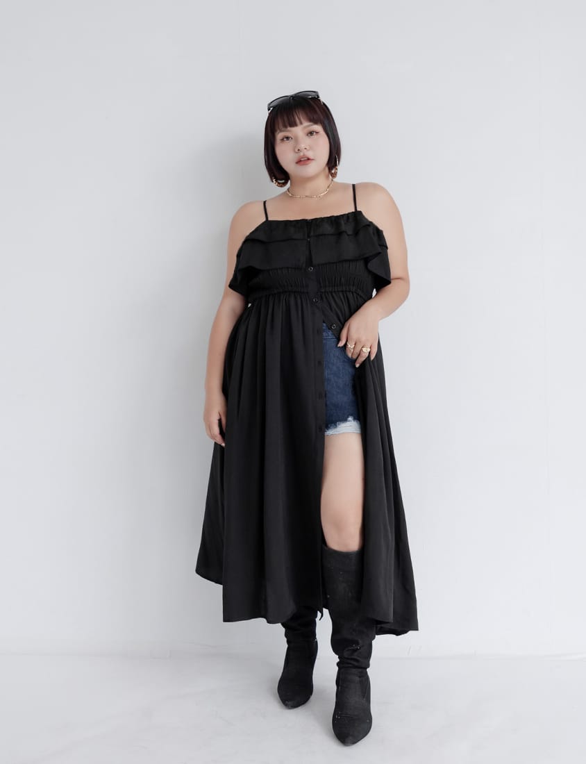 MUA! Ruffle Button Front Plus Size Maxi Dress