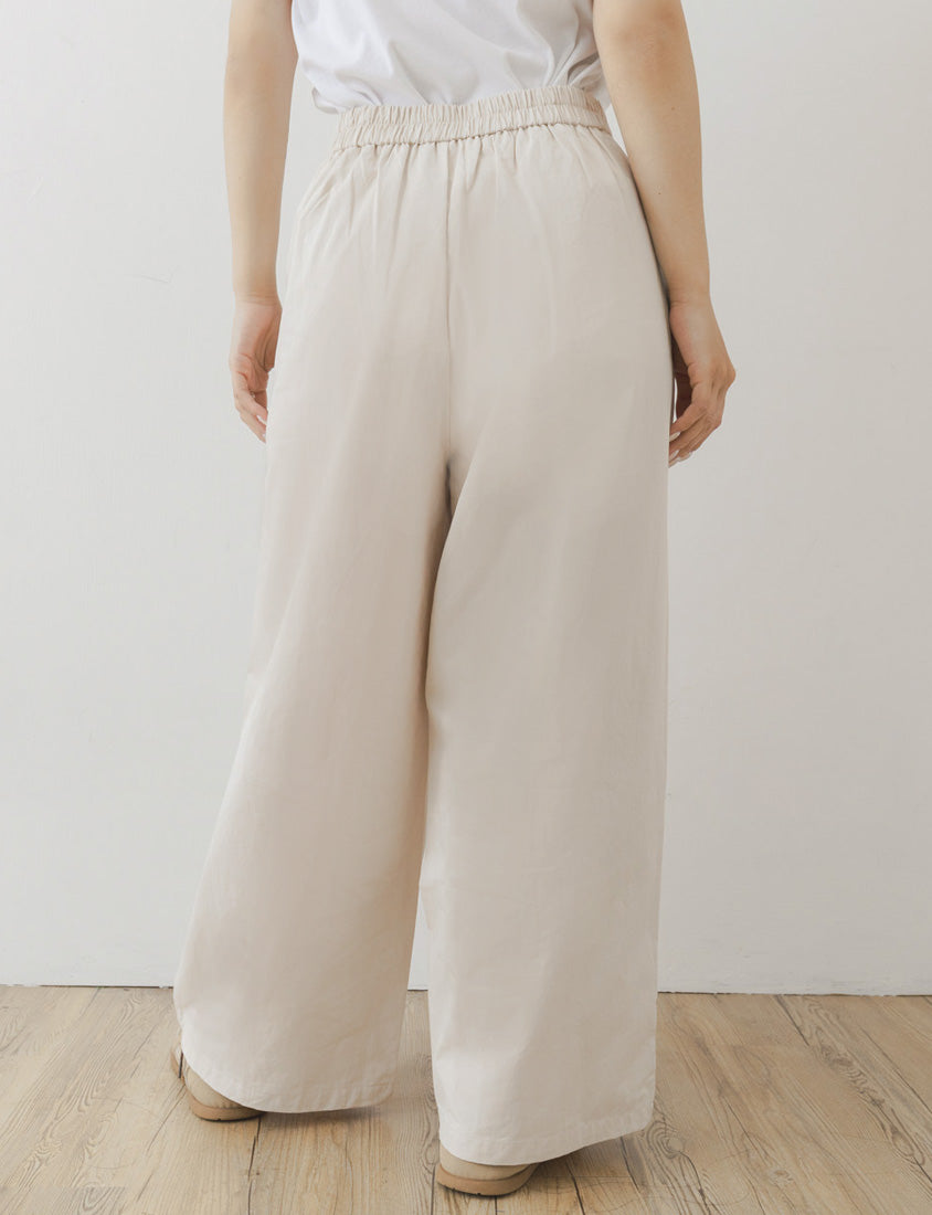 Layered Twill Plus Size Wide-Leg Pants (with Skirt Panel)