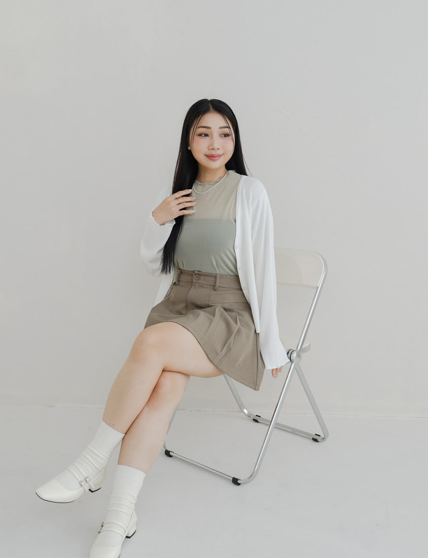 MISS. Sheer Wavy Edge Korean Style Plus Size Short Sleeve Top