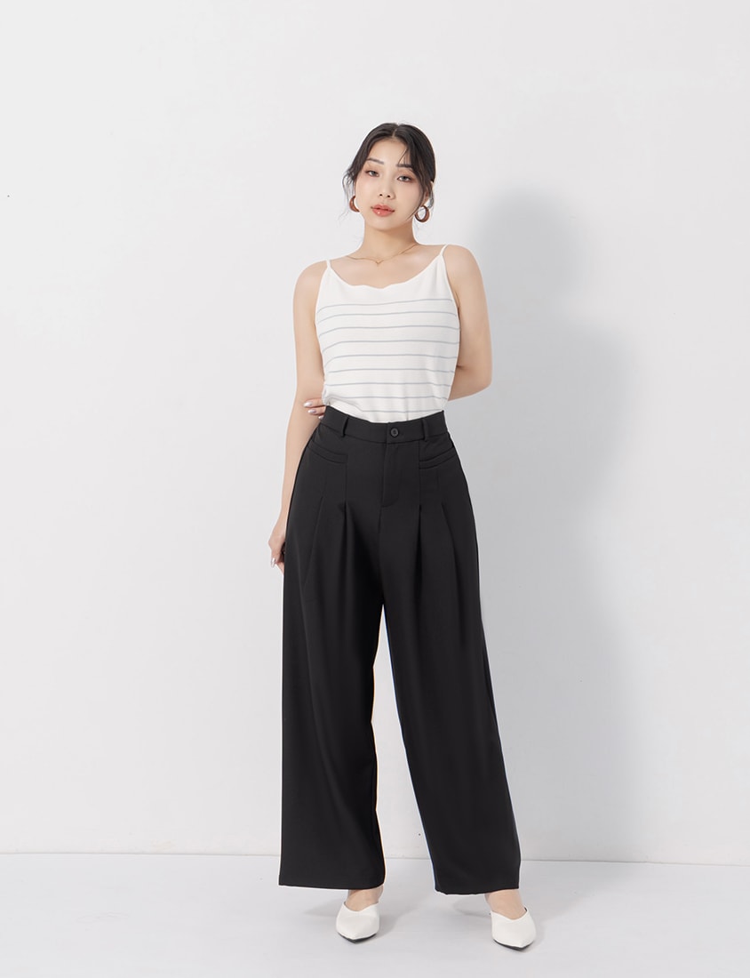 MISS. Wrinkle-Resistant Elastic Back Pleated Plus Size Trousers