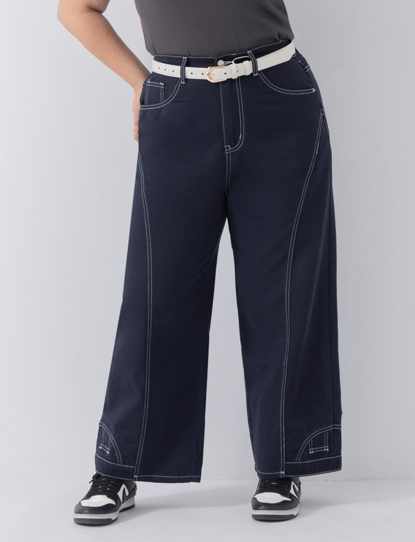MUA! Inverted Seam Plus Size Straight-Leg Wide Pants