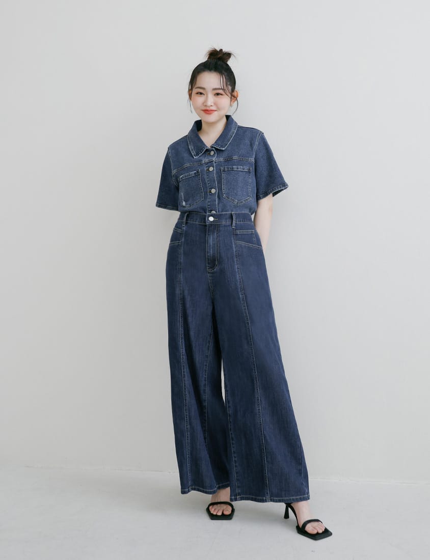 Apple-Shaped Friendly! Seamed Plus Size Wide Leg Jeans