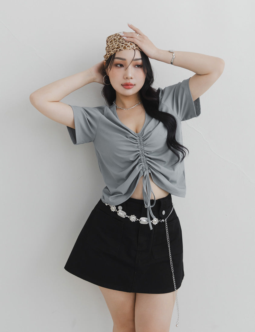MUA!  Silky Cool-Girl Ruched Plus Size Short Sleeve Top