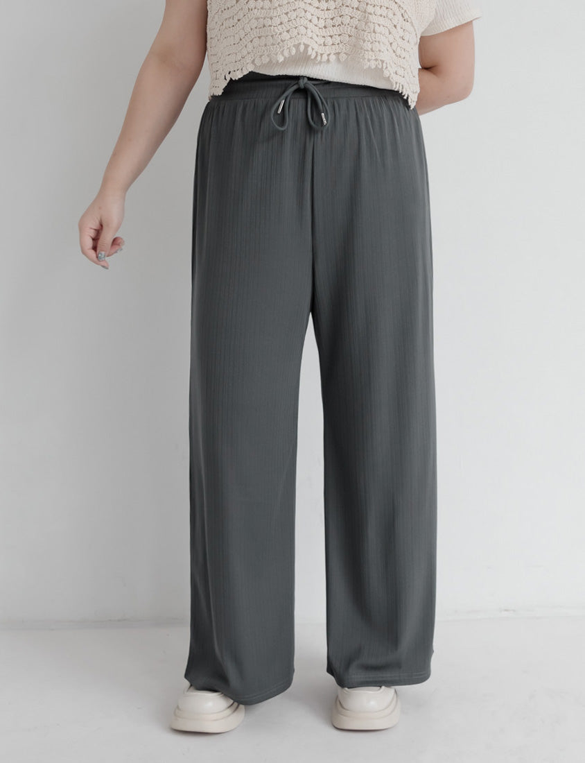 Hip-Contouring Comfy Ribbed Slimming Plus Size Wide Leg Pants