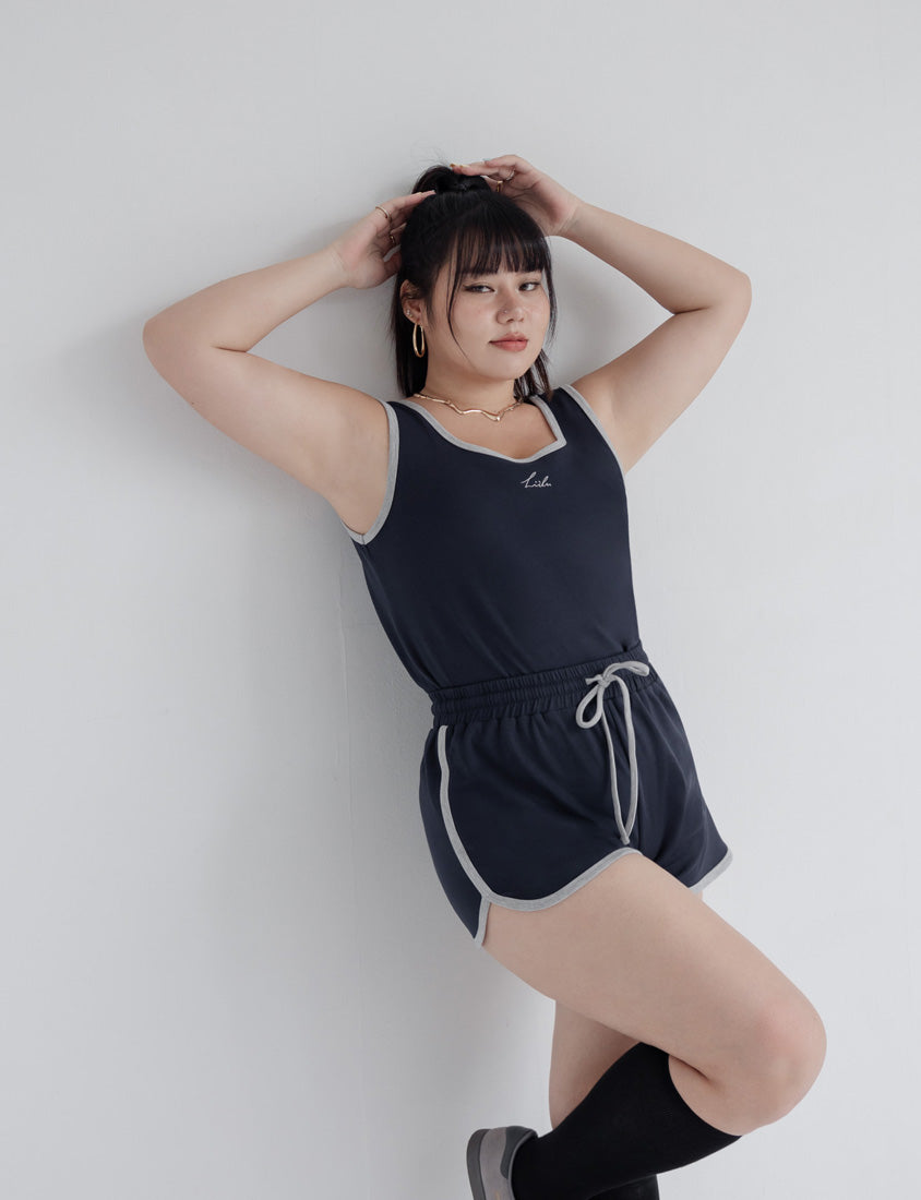 MUA! Sporty U-Neck Racerback Embroidery Plus Size Tank