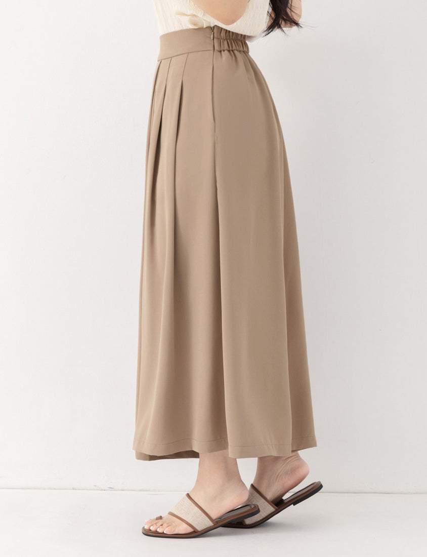 Elegant Pleated Back Elastic Waist Plus Size Chiffon Skort