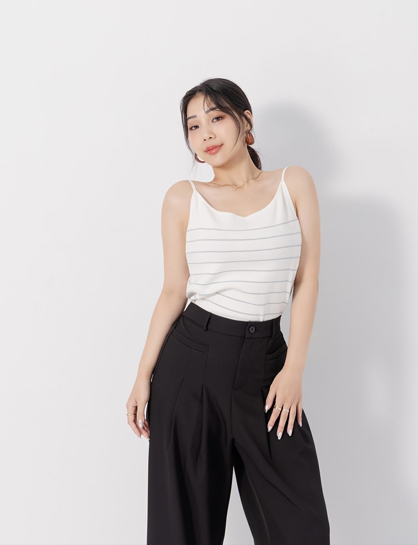 MISS. Wrinkle-Resistant Elastic Back Pleated Plus Size Trousers