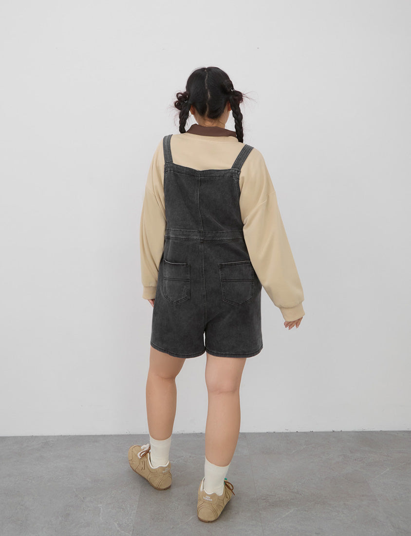 Adjustable Multi-Pocket Denim Plus Size Overalls Shorts