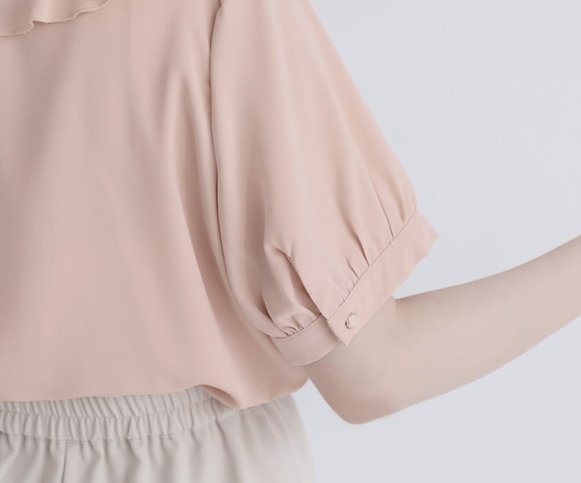MISS. Korean-Style V-Neck Big Ruffled Puff Sleeve Plus Size Blouse