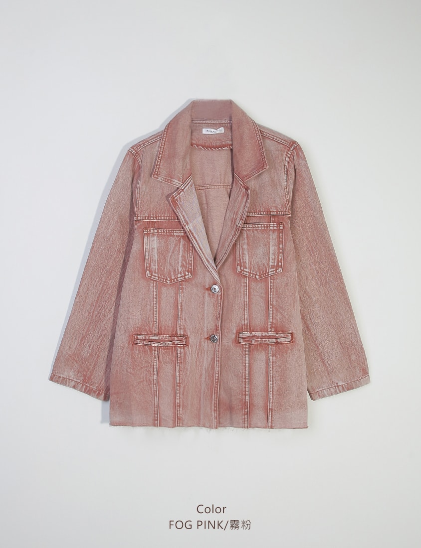 Vintage Washed Denim Plus Size Blazer (Unisex)