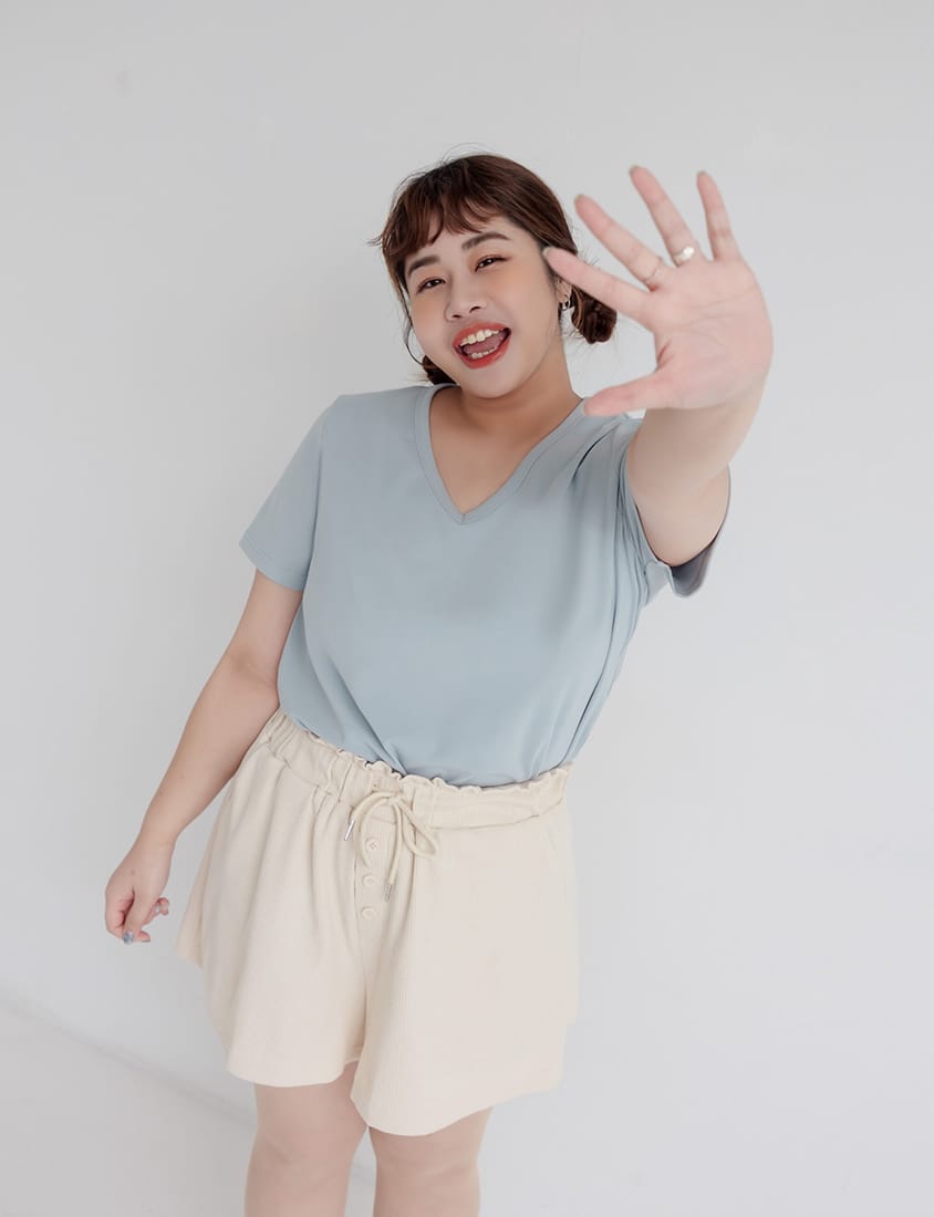 V-Neck Multicolor Plus Size Comfy Slim Tee