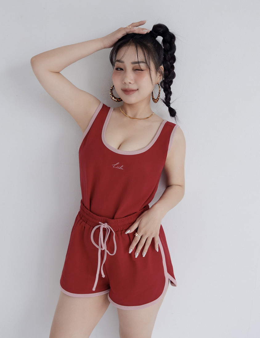 MUA! Sporty U-Neck Racerback Embroidery Plus Size Tank