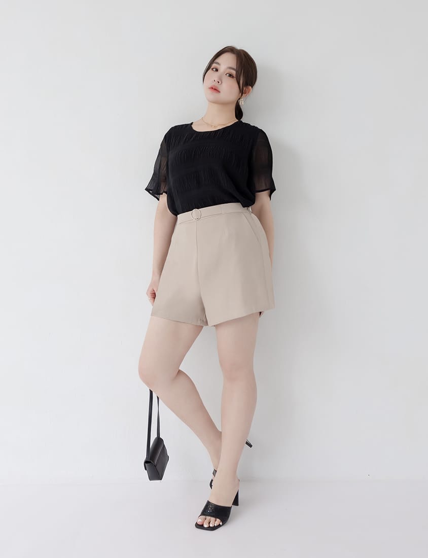 MISS. Korean Style Crinkled Plus Size Chiffon Top