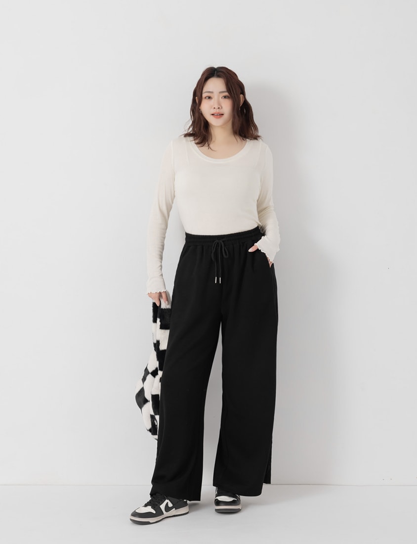 Sweet Lace Trim Cloud Cotton Plus Size Wide Leg Pants