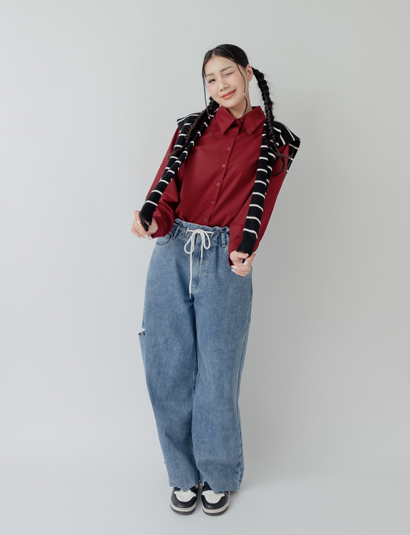 Multi-Color Drop Shoulder Plus Size Boyfriend Oversize Shirt (Unisex)