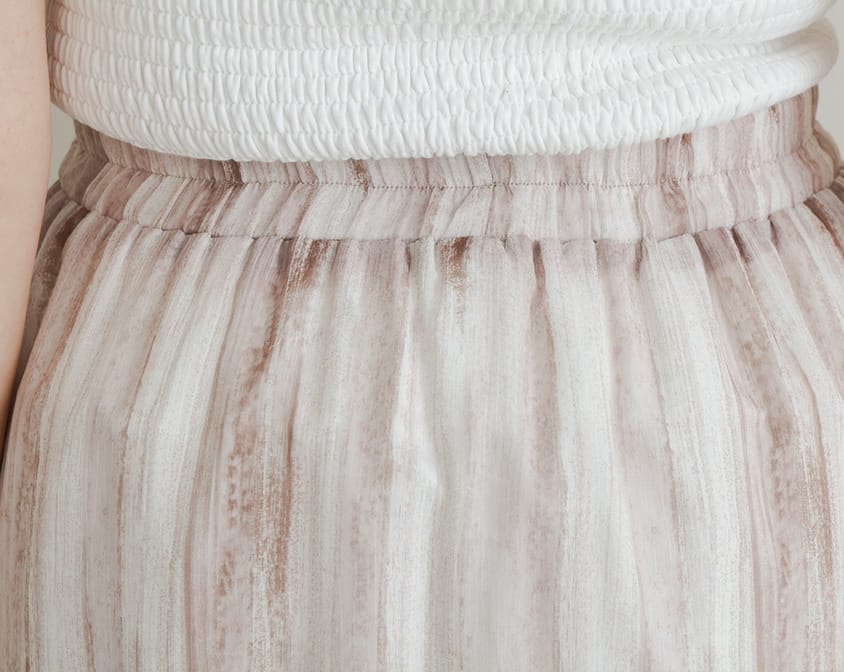 Tie-Dye Bow Detail Elastic Flare Plus Size Maxi Skirt