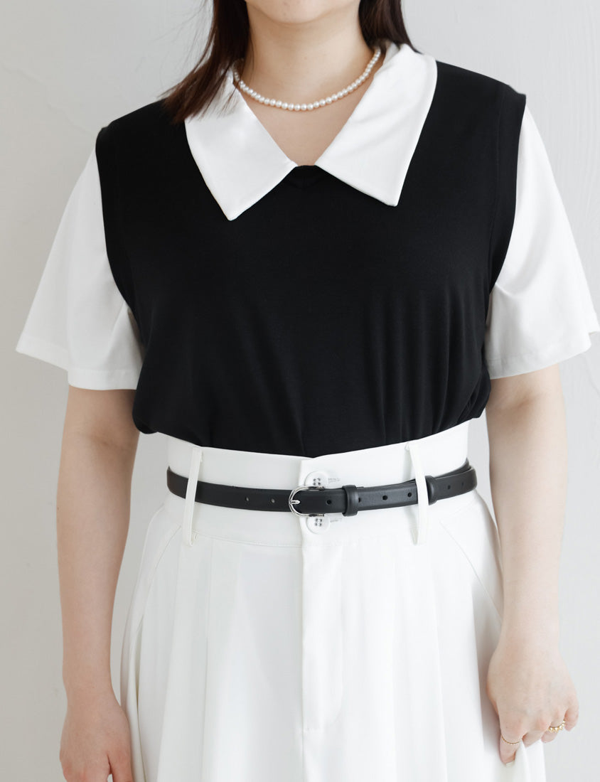 MISS. Lyocell Cooling Faux Two-Piece Plus Size Top