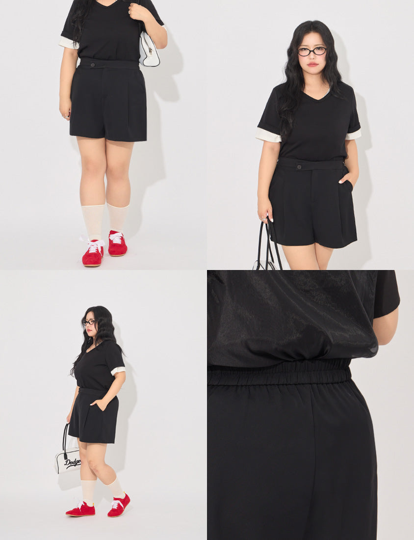 MORE U Asymmetric Wrinkle-Resistant Plus Size Shorts