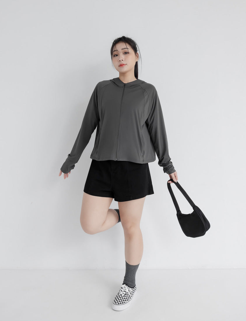 Playful Bubble Hem Twill Drawstring Plus Size Shorts