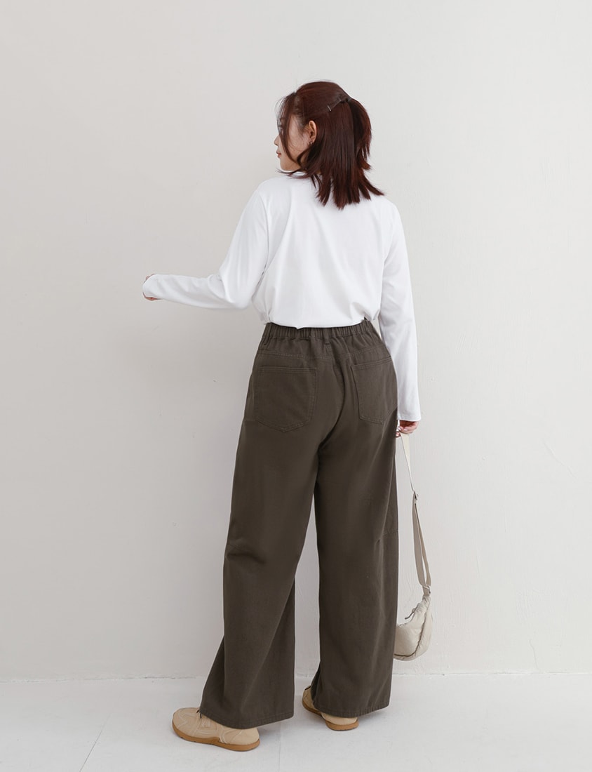 Everyday Versatile Twill Plus Size Straight-Leg Wide Pants
