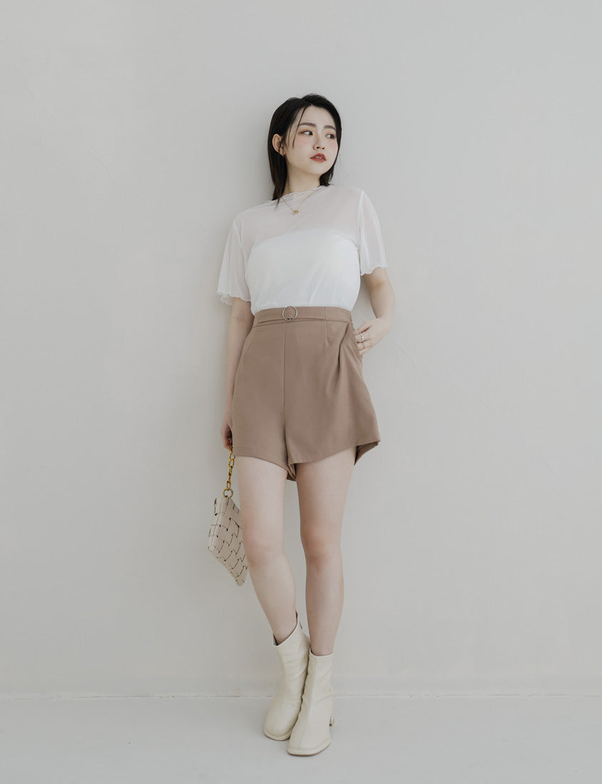 MISS. Sheer Wavy Edge Korean Style Plus Size Short Sleeve Top