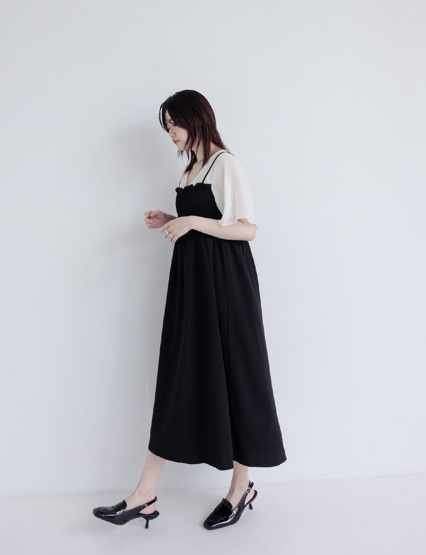 MISS. Faux Two-Piece Sheer Elastic Strap Plus Size Dress