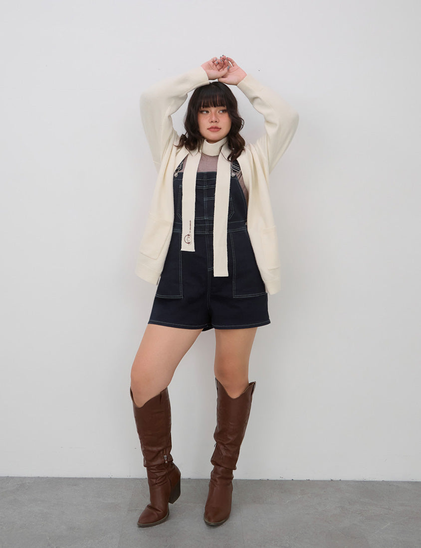 Adjustable Multi-Pocket Denim Plus Size Overalls Shorts