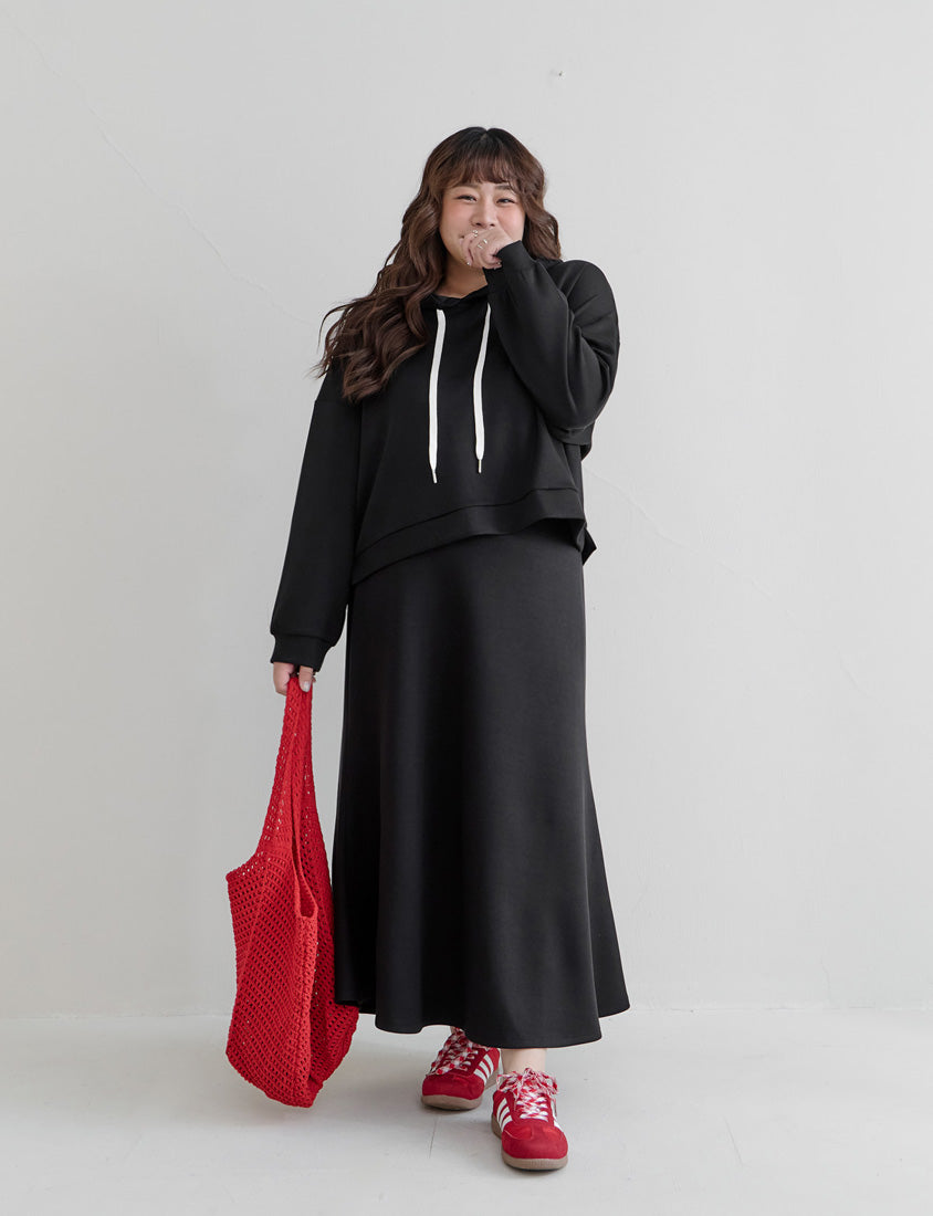 Cloud Cotton Elastic Back Waist Plus Size Mermaid Maxi Skirt