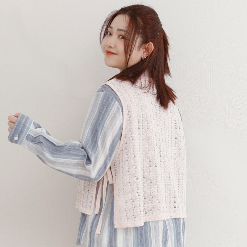 Layered Essential Crochet Tie Plus Size Vest