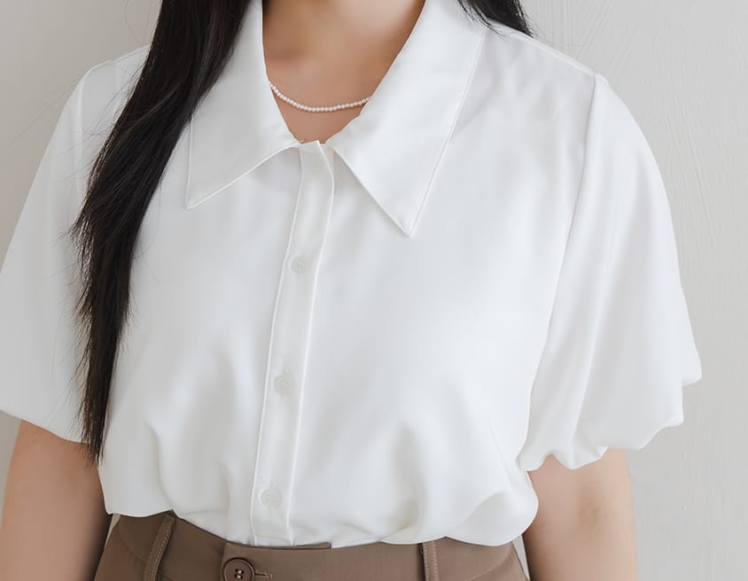 MISS. Elegant Puff Sleeve Plus Size Blouse