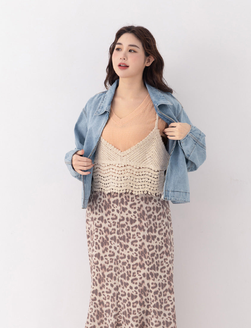 Crinkled Textured Two-Piece Hollow Plus Size Cami Top (with Inner Tank)