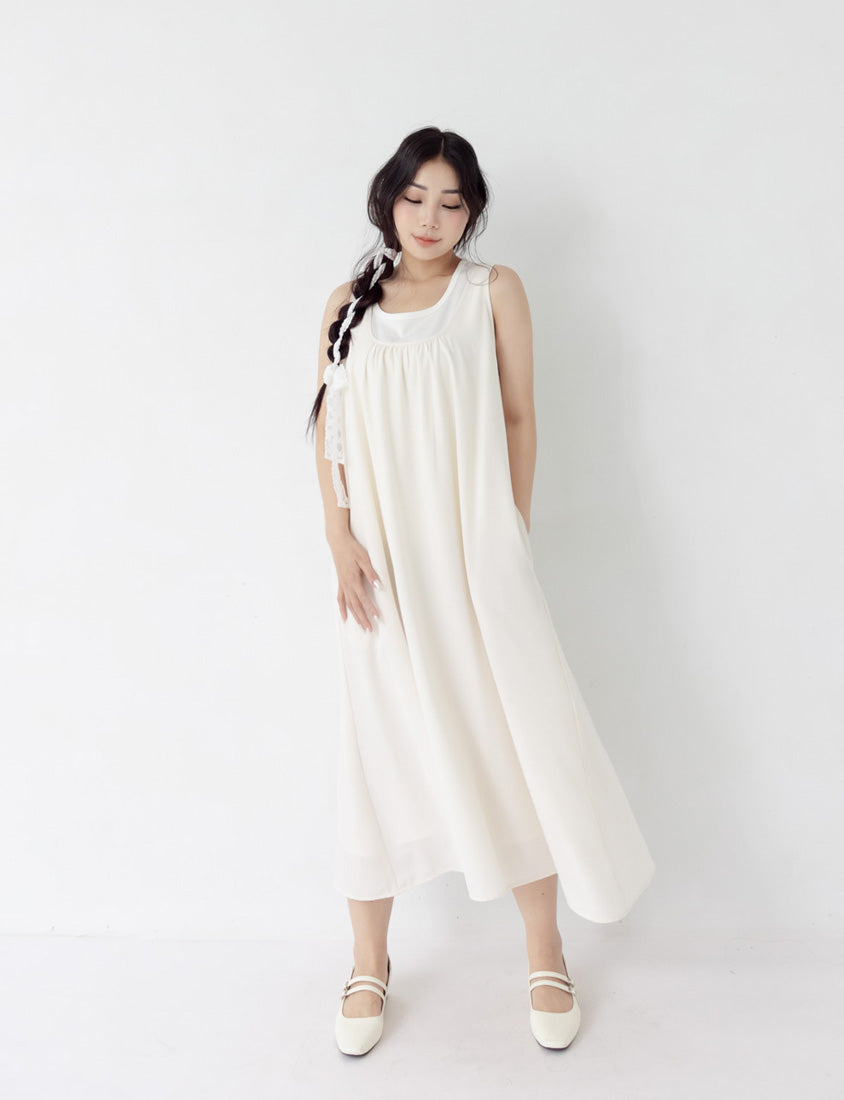 Two-Piece Ruched Vest Plus Size Dress (with Waist-Tie)