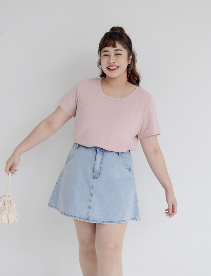 U-Neck Multicolor Plus Size Comfy Slim Tee