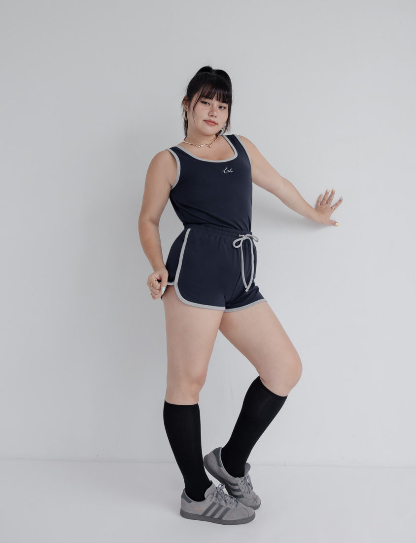 MUA! Sporty U-Neck Racerback Embroidery Plus Size Tank