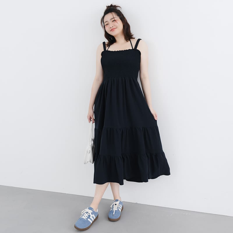 Ruffle Trim Smocked Tiered Plus Size Maxi Dress