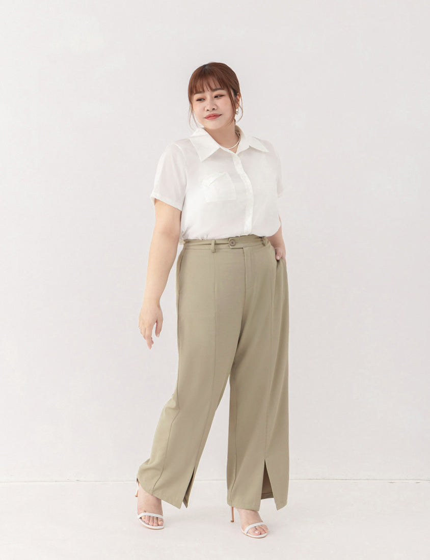 MISS. Silky Cool Slit Slim Fit Plus Size Tailored Pants