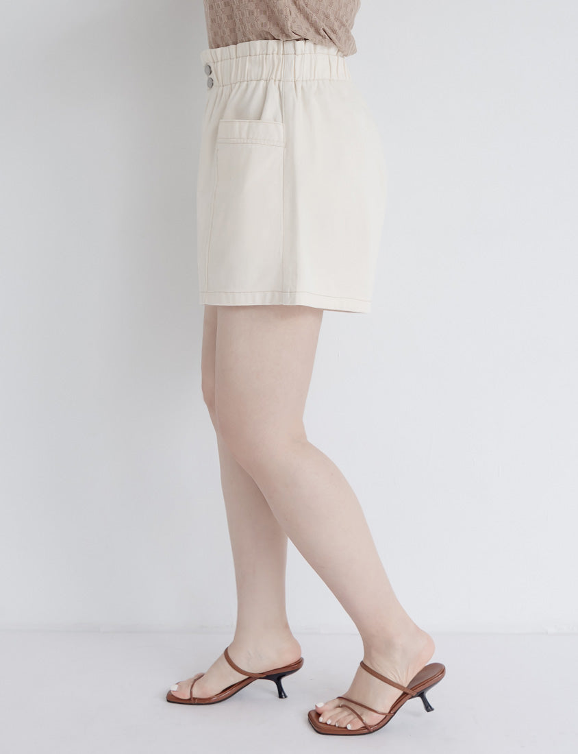 Playful Bubble Hem Twill Drawstring Plus Size Shorts