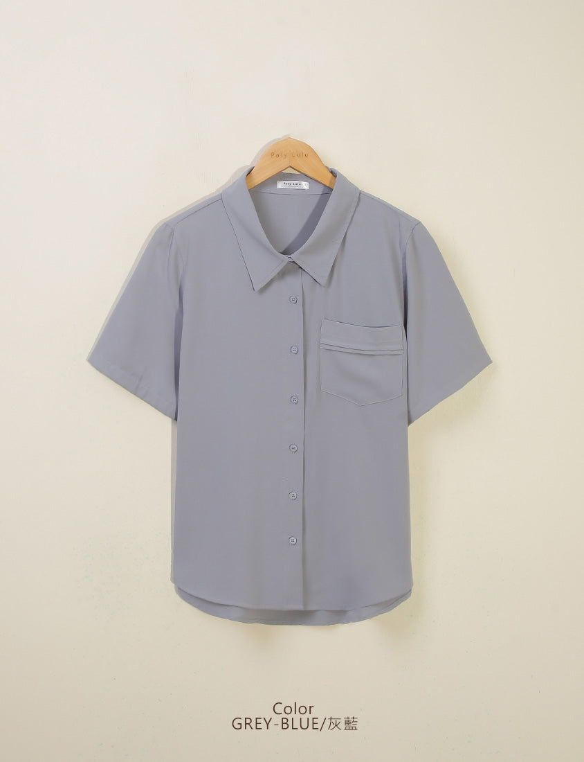 MISS. Lightweight Cooling Pleated Pocket Plus Size Short Sleeve Shirt
