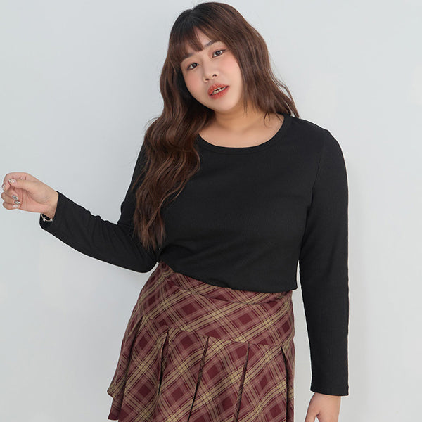 Casual Versatile Waffle Knit Plus Size Long Sleeve Top