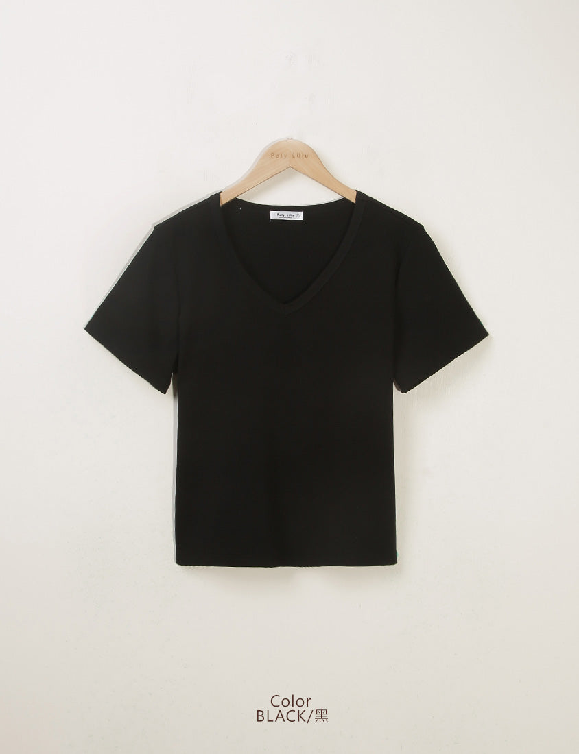 V-Neck Multicolor Plus Size Comfy Slim Tee