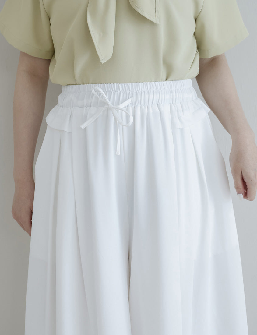 Full Elastic Waist Chiffon Plus Size Wide-Leg Pants